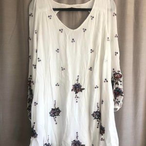 FREE PEOPLE OXFORD EMBROIDERED MINI DRESS